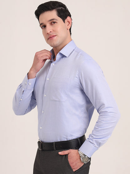 Light Blue Solid Slim Fit Formal Shirt | Metal
