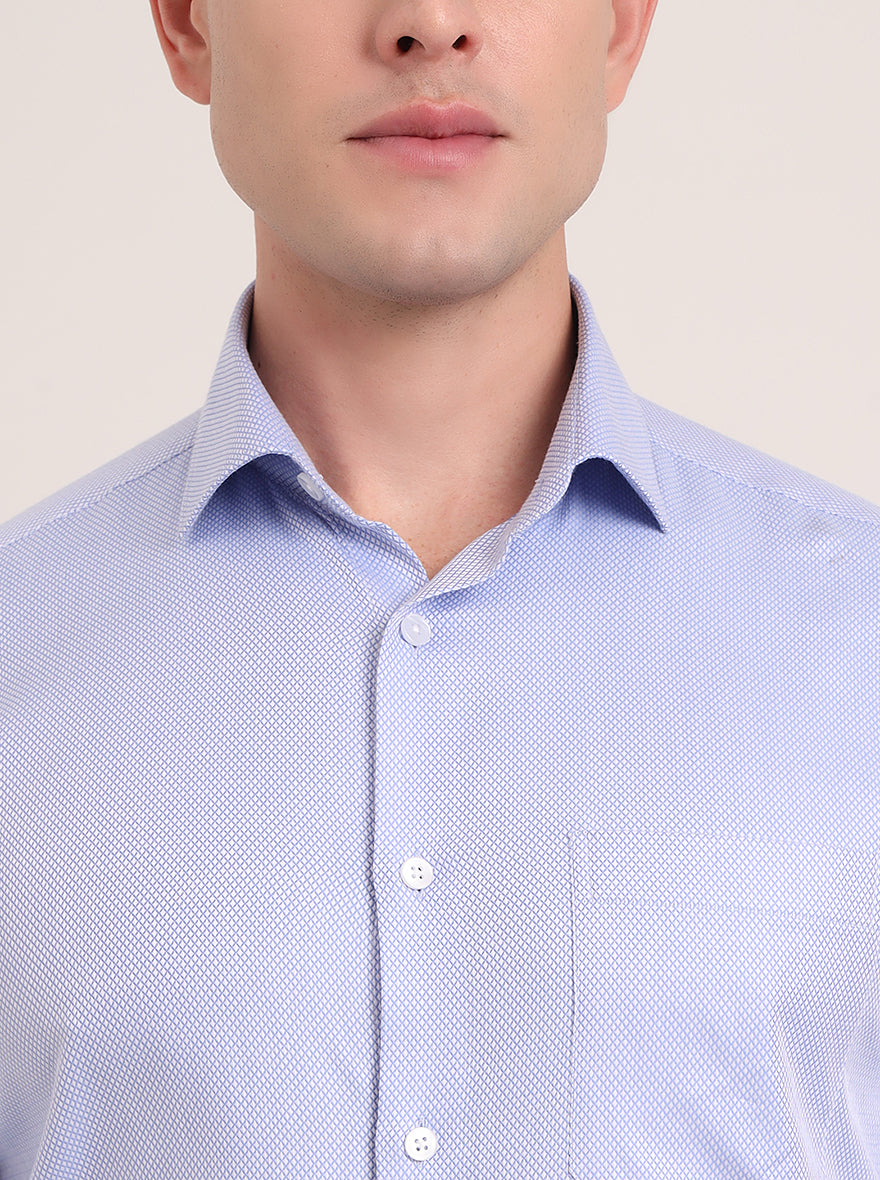 Light Blue Solid Slim Fit Formal Shirt | Metal