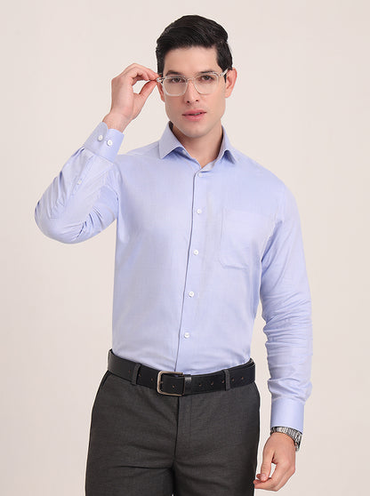 Light Blue Solid Slim Fit Formal Shirt | Metal