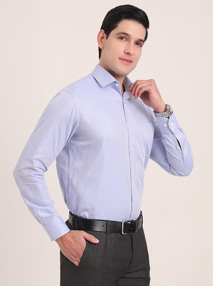Light Blue Solid Slim Fit Formal Shirt | Metal