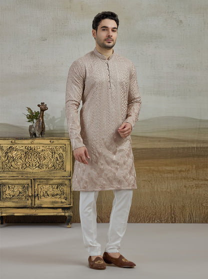 Beige Embroidered Kurta Pajama | Virasana