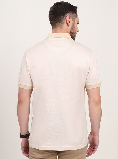 Beige Printed Regular Fit Polo T-Shirt | JadeBlue