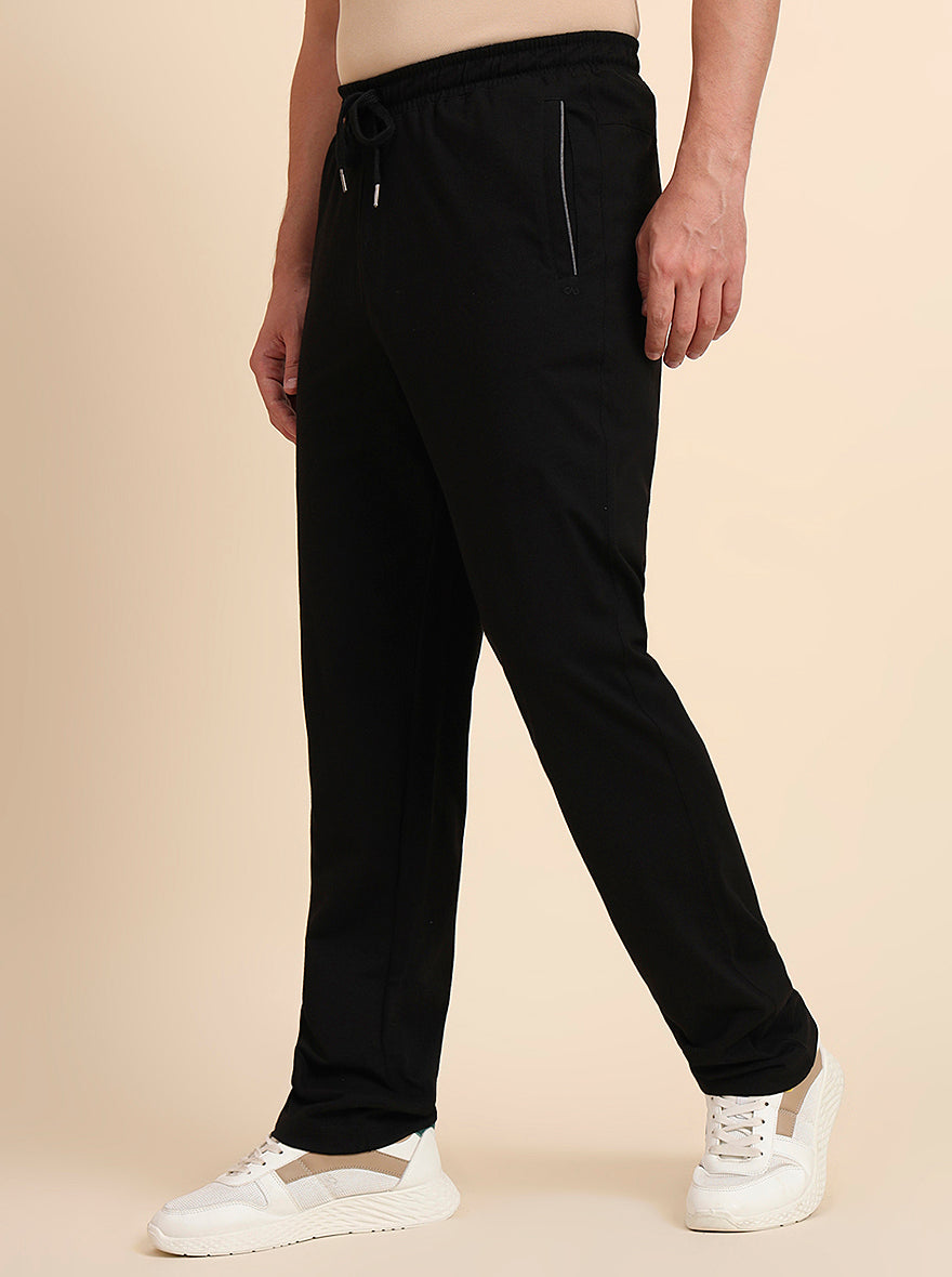 Black Solid Regular Fit Track Pant | JadeBlue