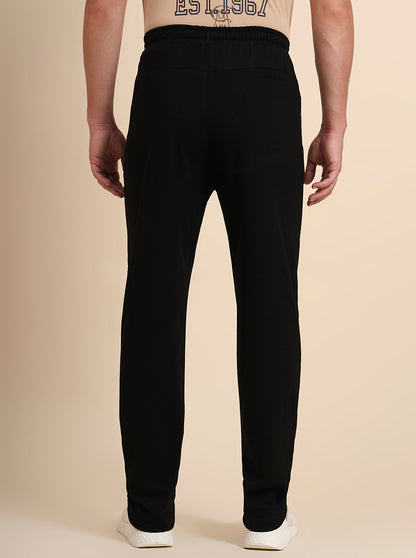 Black Solid Regular Fit Track Pant | JadeBlue