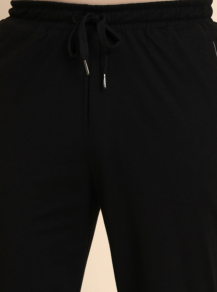 Black Solid Regular Fit Track Pant | JadeBlue