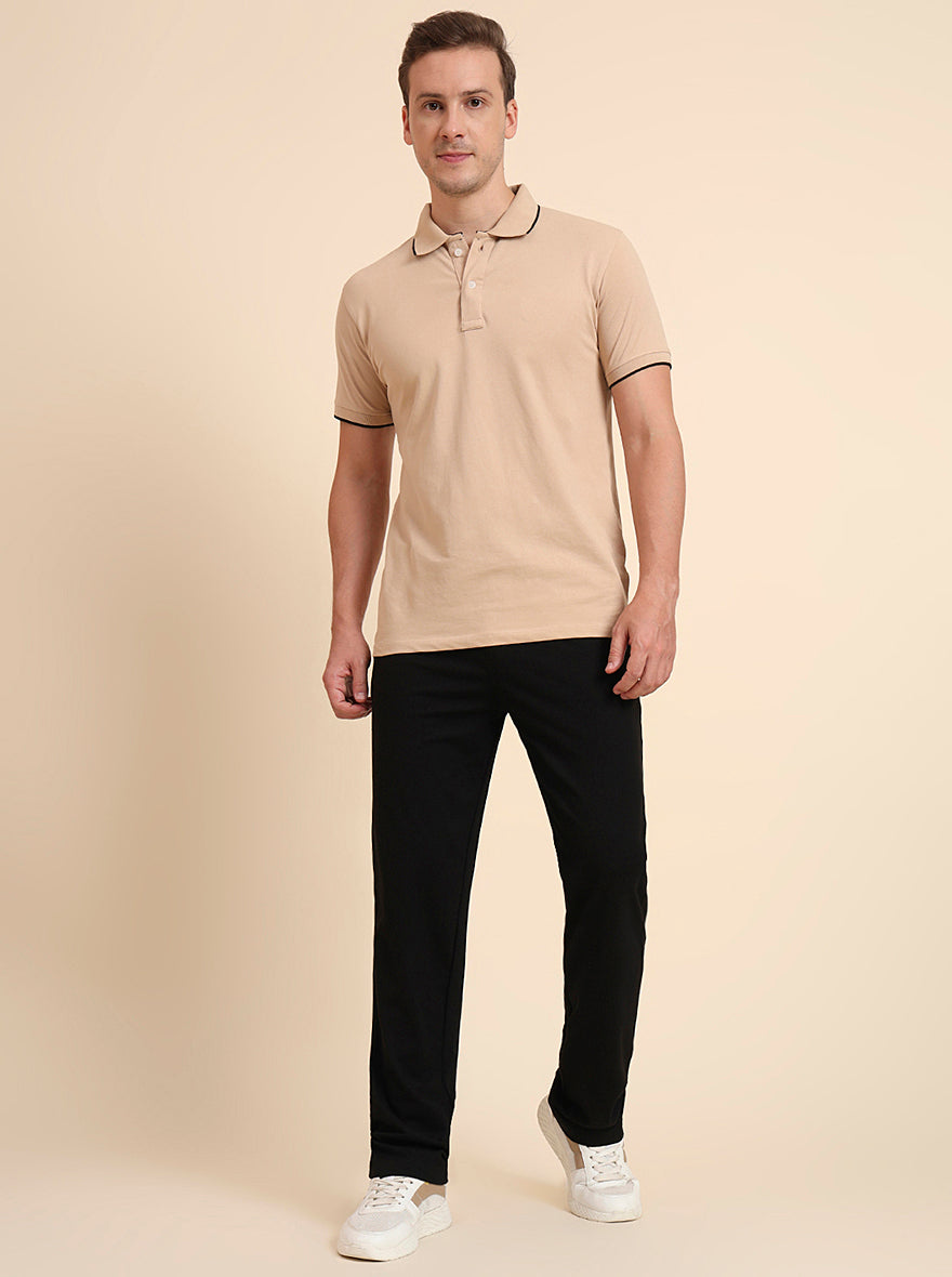 Black Solid Regular Fit Track Pant | JadeBlue