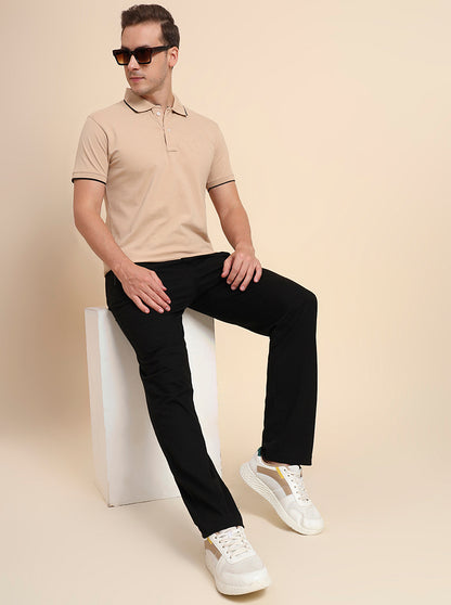 Black Solid Regular Fit Track Pant | JadeBlue