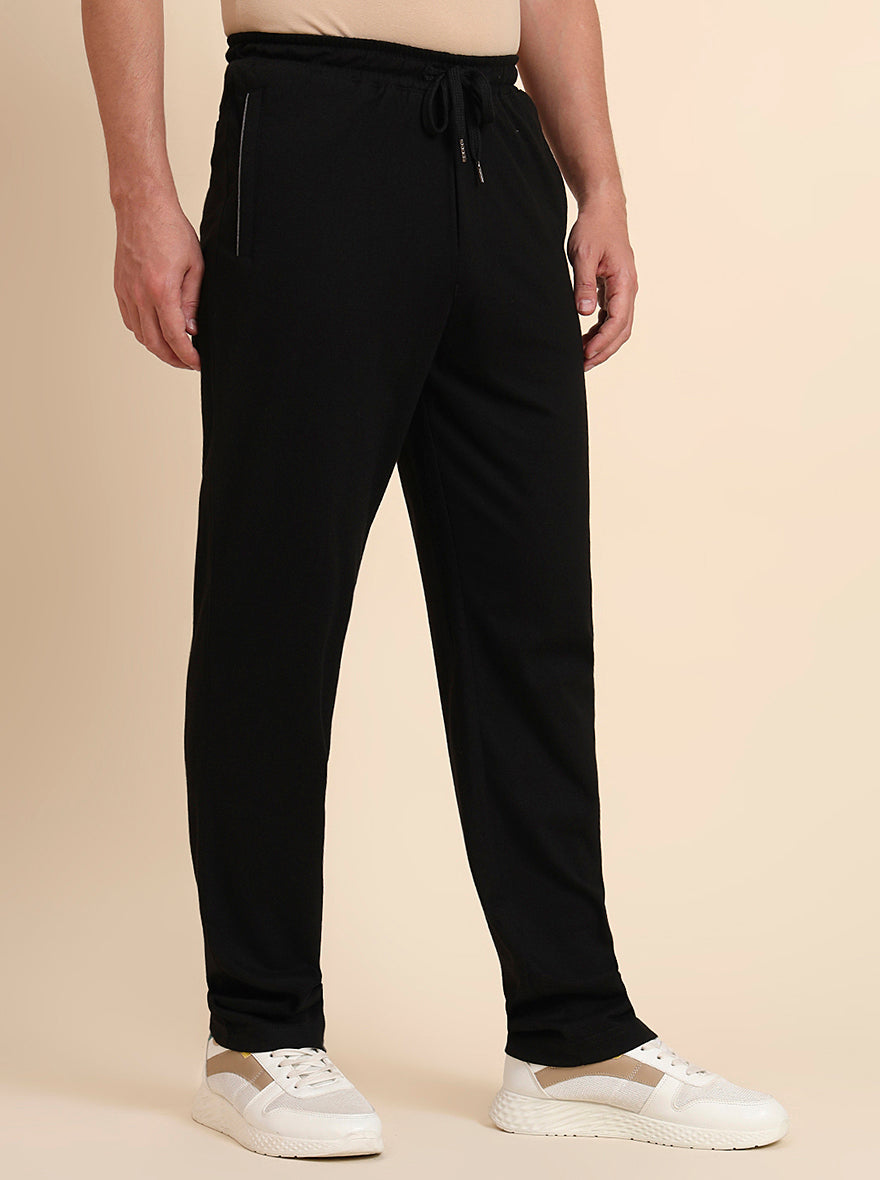 Black Solid Regular Fit Track Pant | JadeBlue