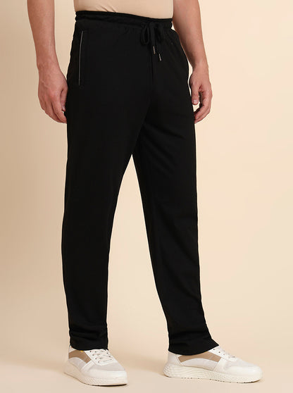 Black Solid Regular Fit Track Pant | JadeBlue