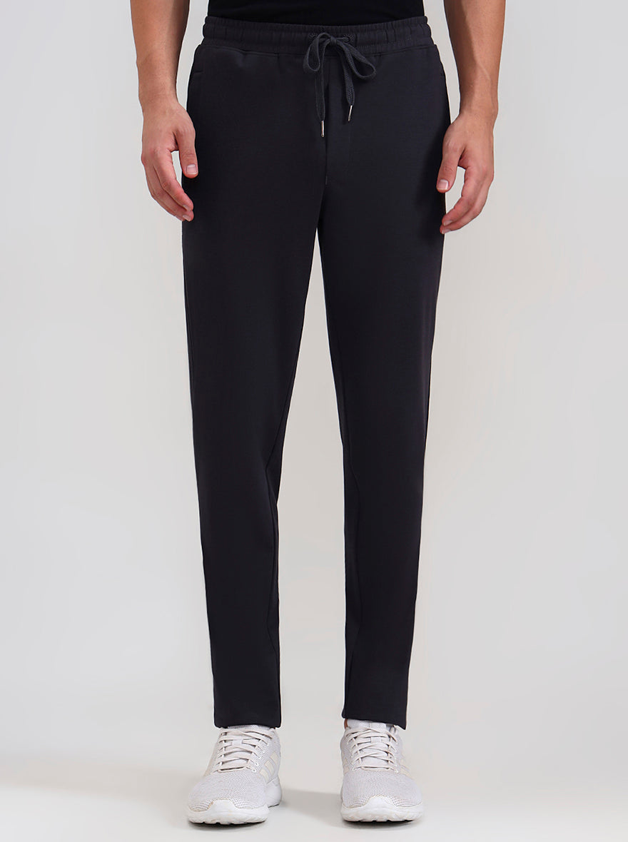 Dark Grey Solid Slim Fit Track Pant | JadeBlue
