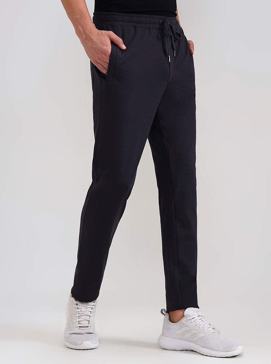 Dark Grey Solid Slim Fit Track Pant | JadeBlue