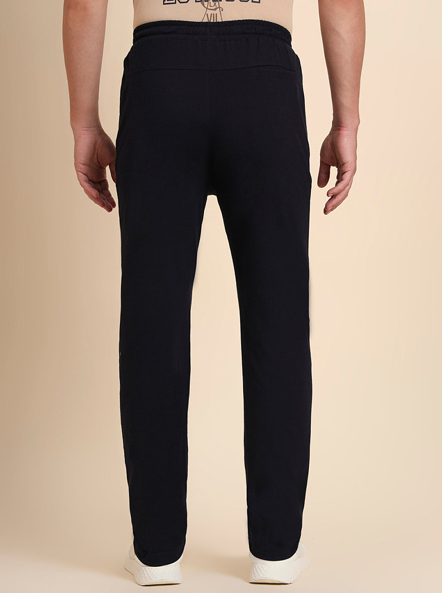 Navy Blue Solid Regular Fit Track Pant | JadeBlue