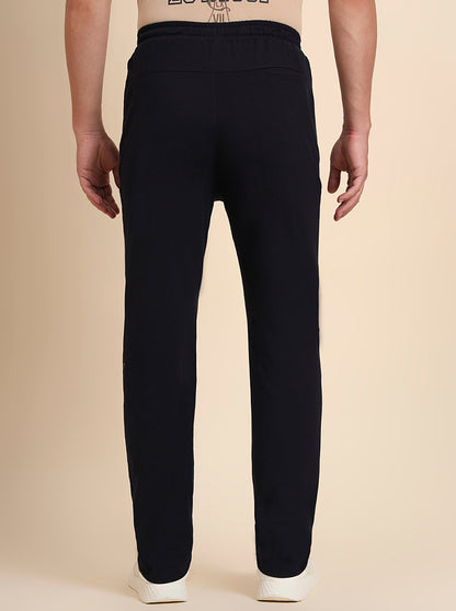 Navy Blue Solid Regular Fit Track Pant | JadeBlue