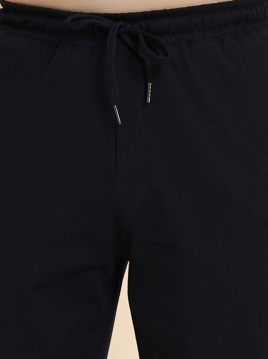 Navy Blue Solid Regular Fit Track Pant | JadeBlue