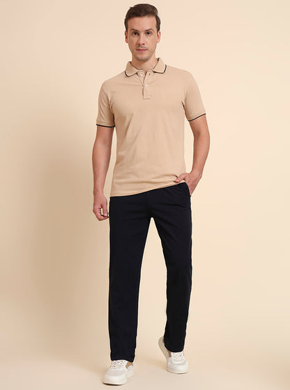 Navy Blue Solid Regular Fit Track Pant | JadeBlue