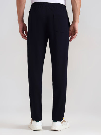 Navy Blue Solid Slim Fit Track Pant | JadeBlue