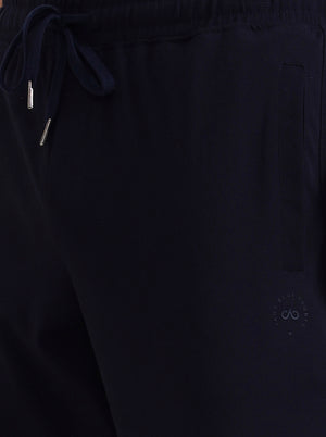 Navy Blue Solid Slim Fit Track Pant | JadeBlue