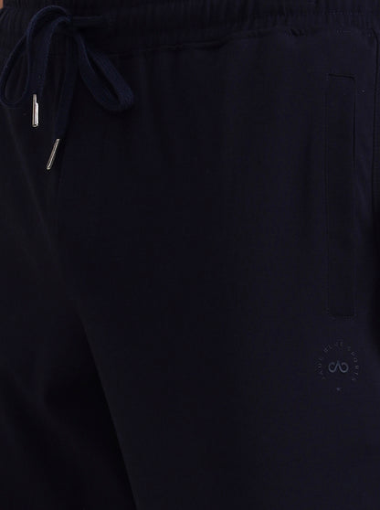 Navy Blue Solid Slim Fit Track Pant | JadeBlue
