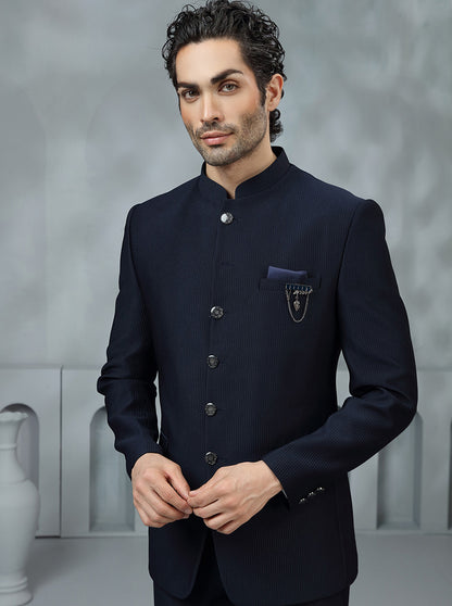 Blue Solid Jodhpuri Suit | JadeBlue