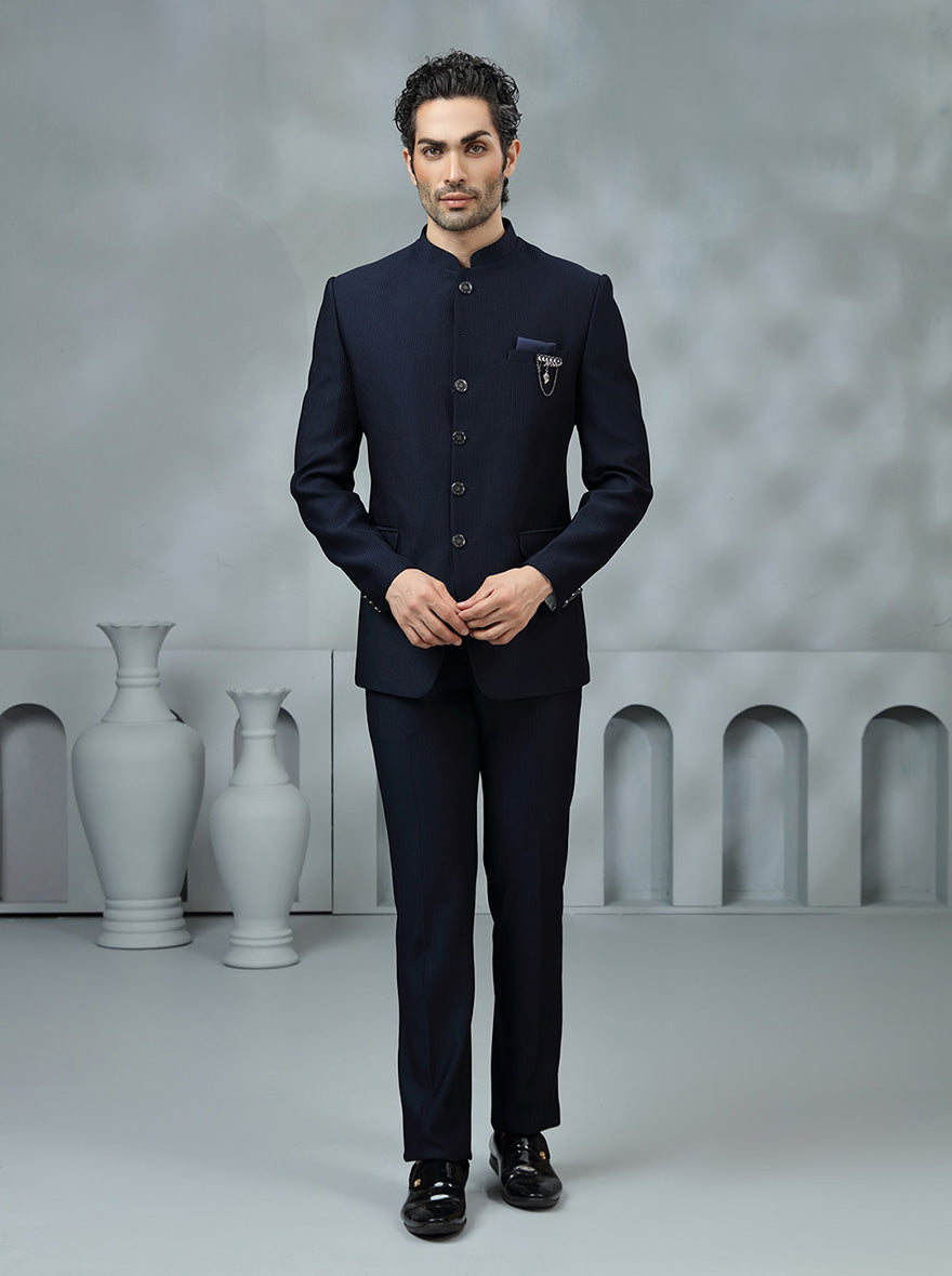 Blue Solid Jodhpuri Suit | JadeBlue