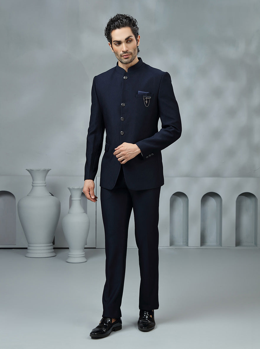 Blue Solid Jodhpuri Suit | JadeBlue