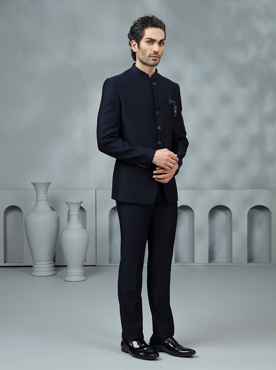 Blue Solid Jodhpuri Suit | JadeBlue