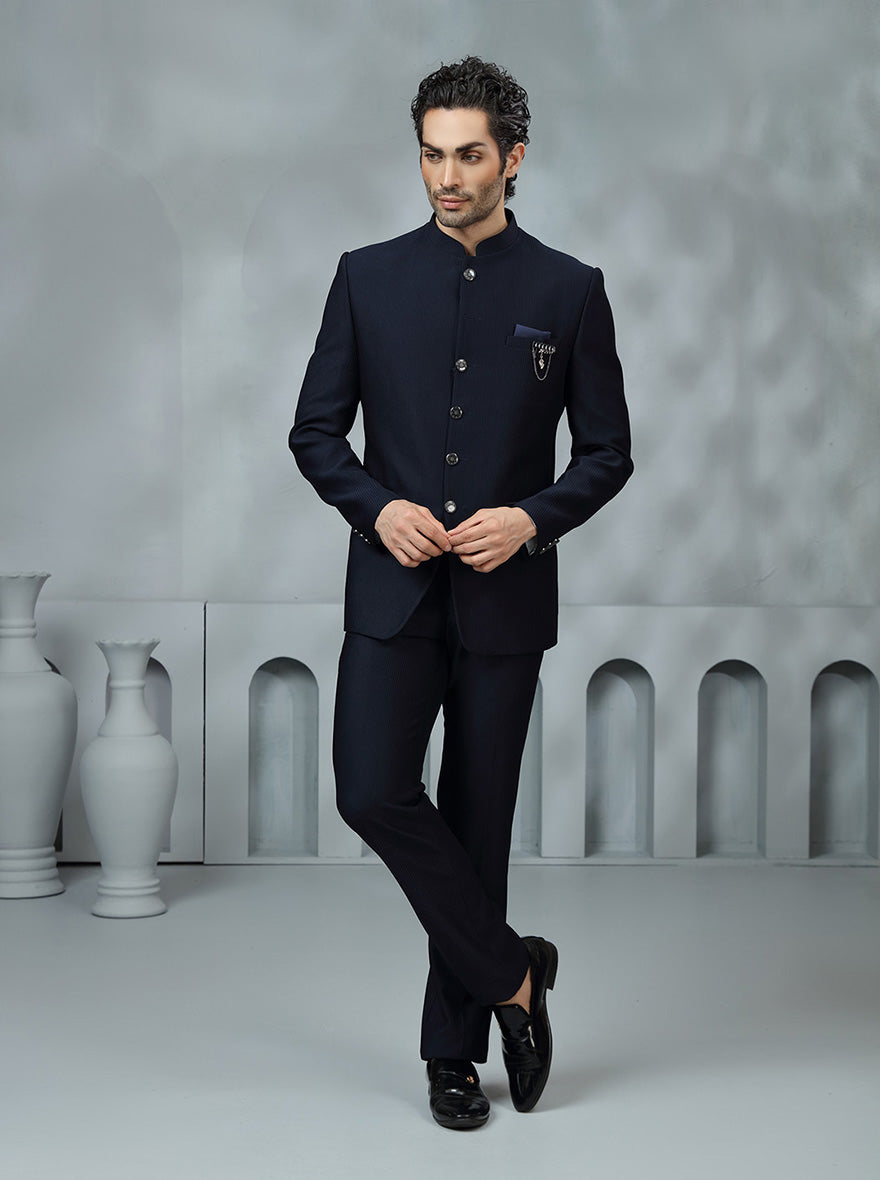 Blue Solid Jodhpuri Suit | JadeBlue