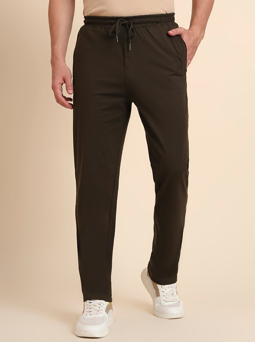 Olive Solid Regular Fit Track Pant | JadeBlue