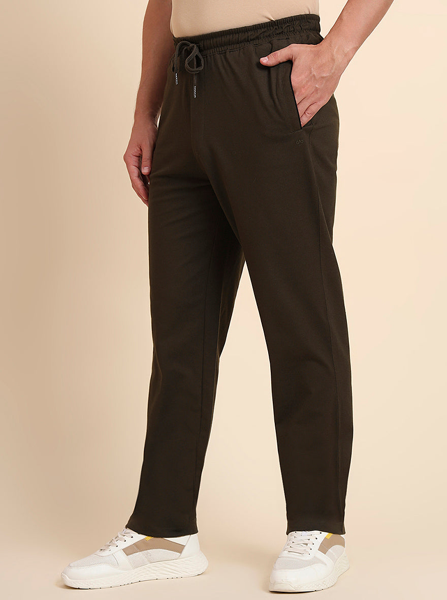 Olive Solid Regular Fit Track Pant | JadeBlue