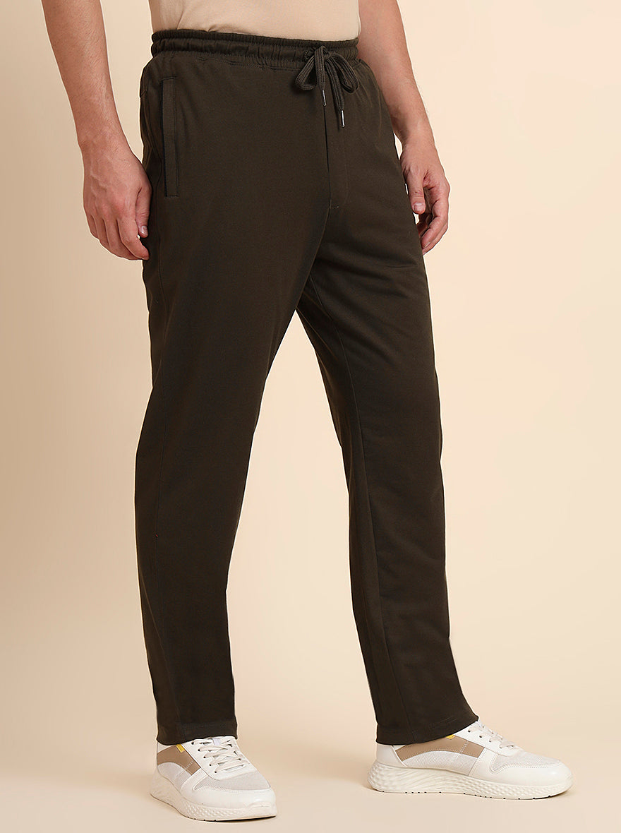 Olive Solid Regular Fit Track Pant | JadeBlue