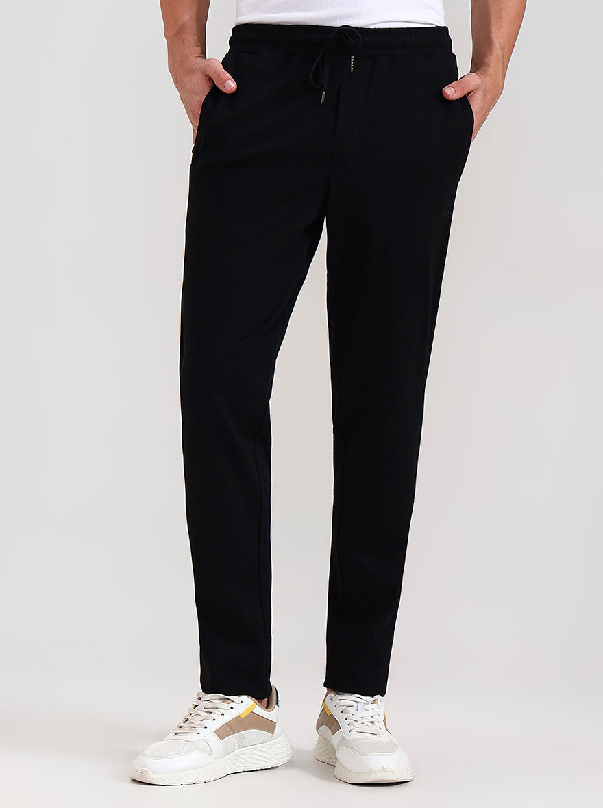 Black Solid Slim Fit Track Pant | JadeBlue