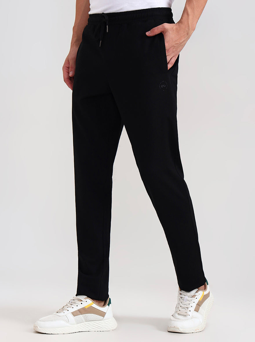 Black Solid Slim Fit Track Pant | JadeBlue