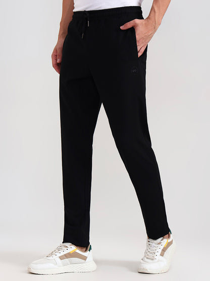 Black Solid Slim Fit Track Pant | JadeBlue