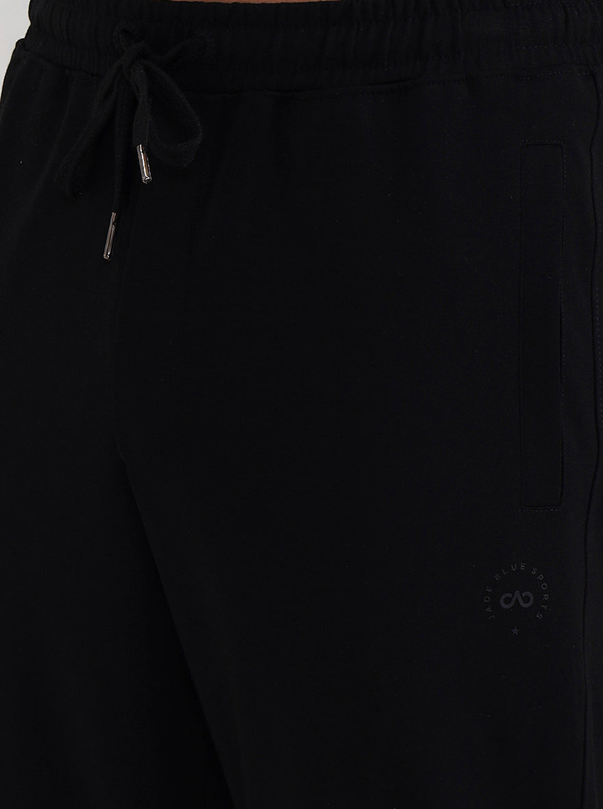 Black Solid Slim Fit Track Pant | JadeBlue