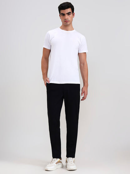 Black Solid Slim Fit Track Pant | JadeBlue