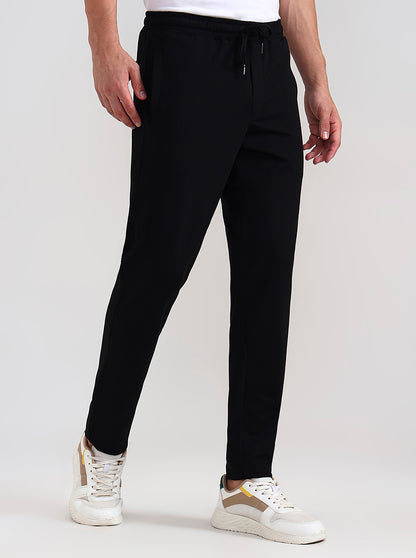 Black Solid Slim Fit Track Pant | JadeBlue