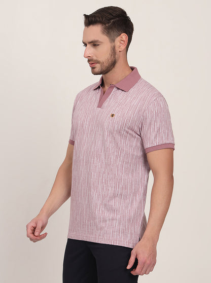 Beige Printed Slim Fit Polo T-Shirt | JadeBlue
