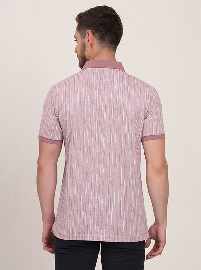 Beige Printed Slim Fit Polo T-Shirt | JadeBlue