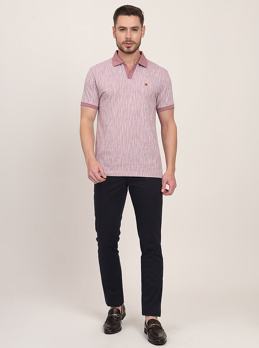Beige Printed Slim Fit Polo T-Shirt | JadeBlue