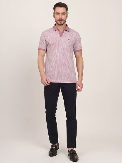 Beige Printed Slim Fit Polo T-Shirt | JadeBlue