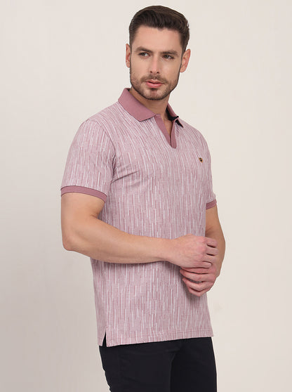 Beige Printed Slim Fit Polo T-Shirt | JadeBlue