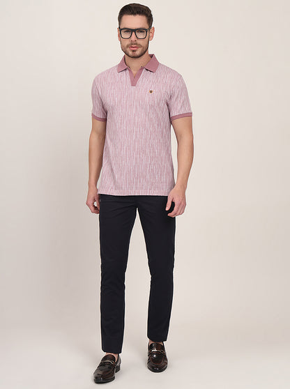 Beige Printed Slim Fit Polo T-Shirt | JadeBlue