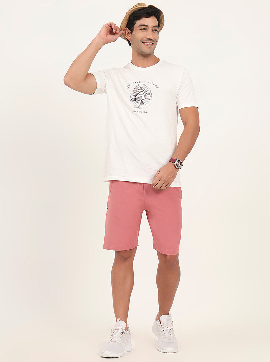 Peach Solid Slim Fit Shorts | JadeBlue