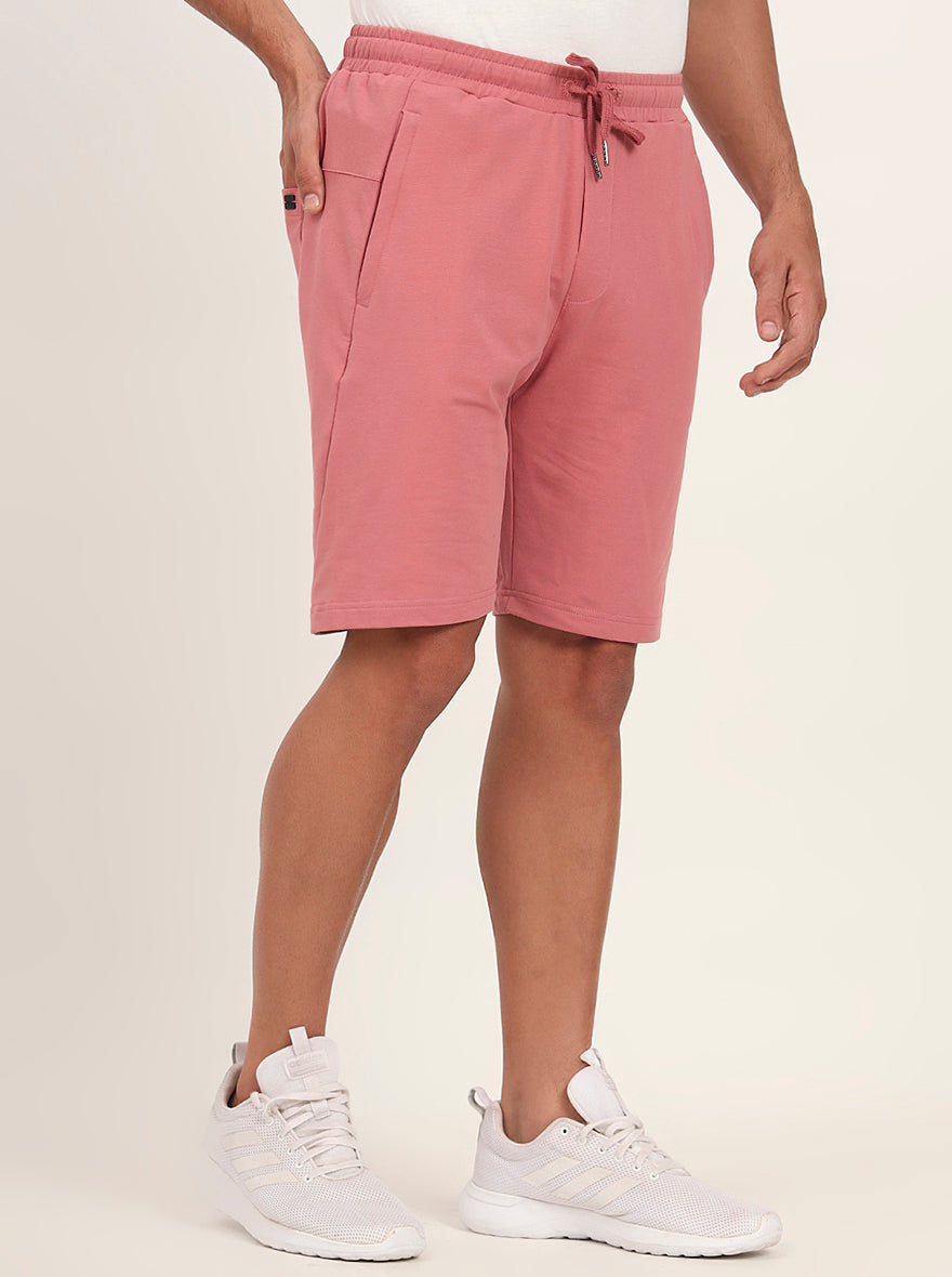 Peach Solid Slim Fit Shorts | JadeBlue
