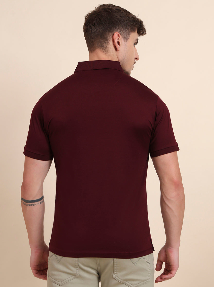 Maroon Solid Regular Fit Polo T-Shirt | JadeBlue