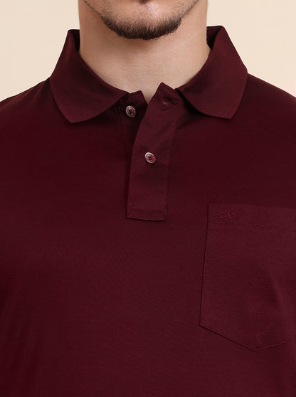 Maroon Solid Regular Fit Polo T-Shirt | JadeBlue