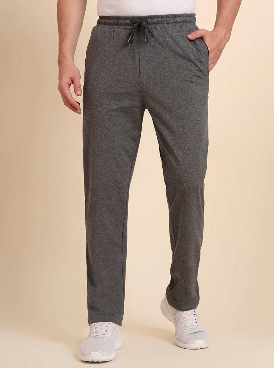 Anthra Grey Solid Regular Fit Track Pant | JadeBlue