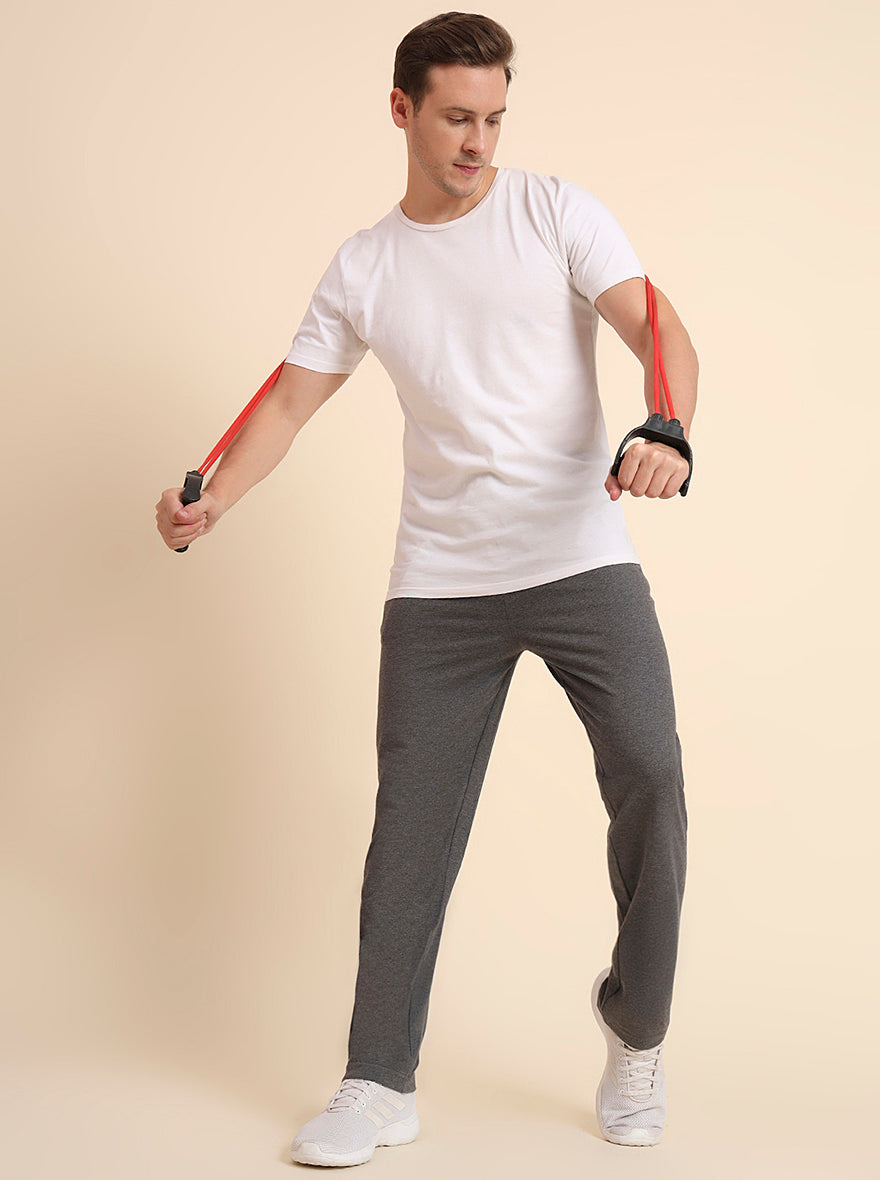 Anthra Grey Solid Regular Fit Track Pant | JadeBlue