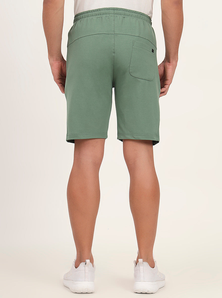 Winter Green Solid Slim Fit Shorts | JadeBlue
