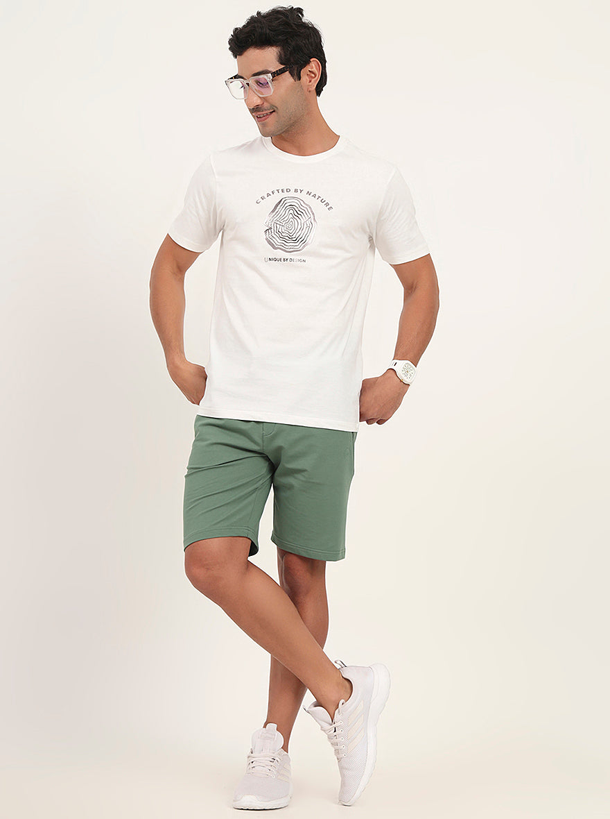 Winter Green Solid Slim Fit Shorts | JadeBlue